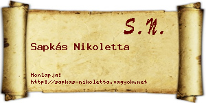 Sapkás Nikoletta névjegykártya