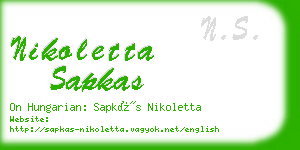 nikoletta sapkas business card